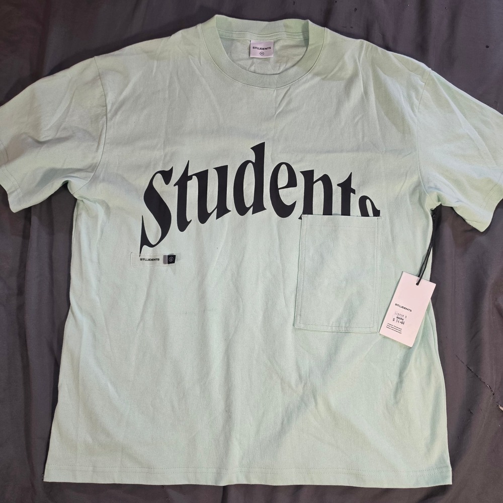 Students Curiosity Awaits Pocket T-Shirt Mint Green Streetwear Mens Medium NWT